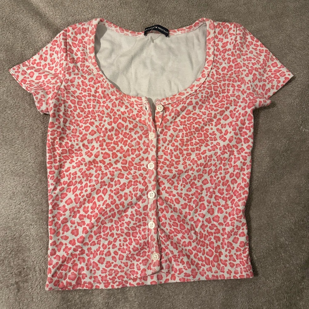 Brandy Melville Pink Cheetah Print Tshirt-One Size **Rare